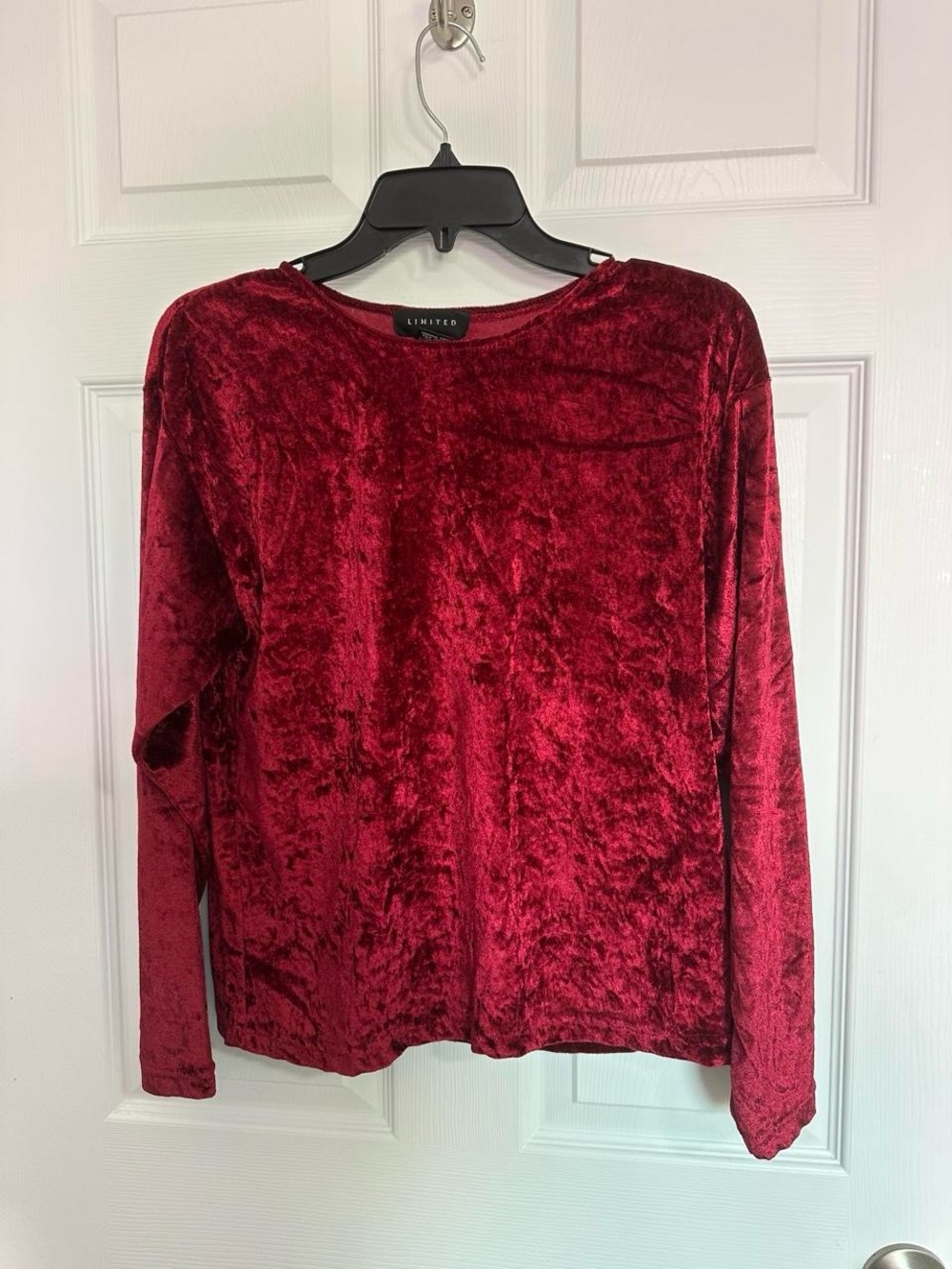 The Limited Burgundy Crushed Velvet Long-Sleeve Top